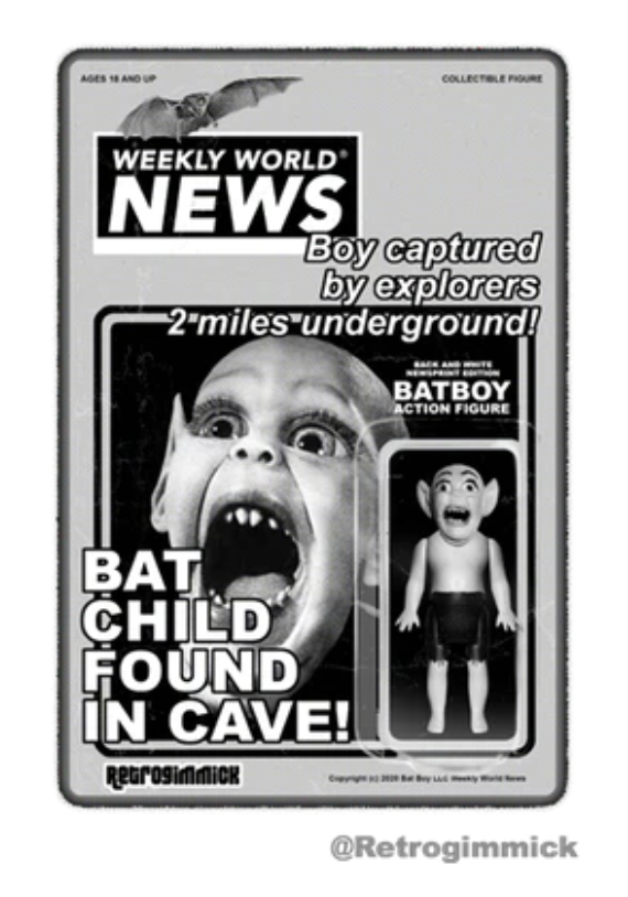 WWN Newsprint Bat Boy Action Figure - Edition of 10 - by Retrogimmick