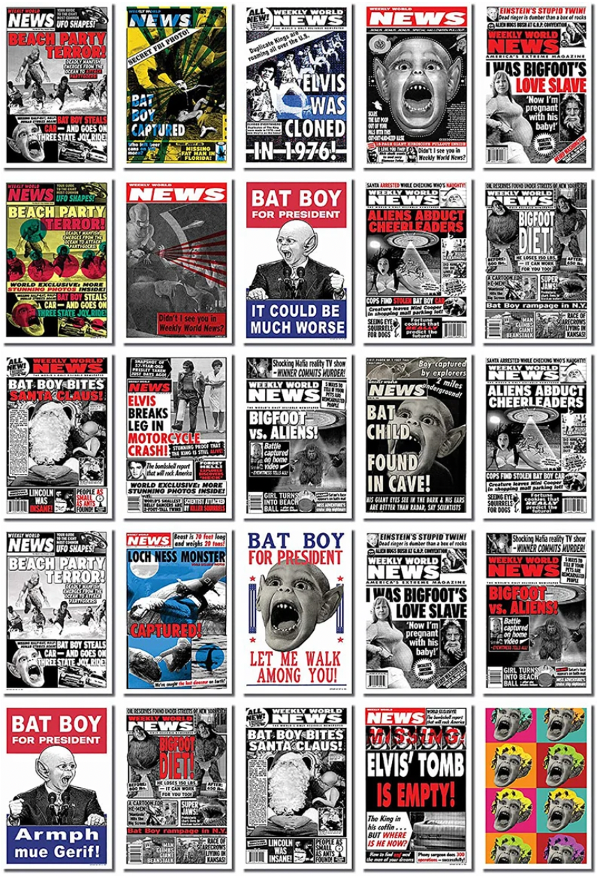 Weekly World News Postcard Set - 25 Unique Cards!!!